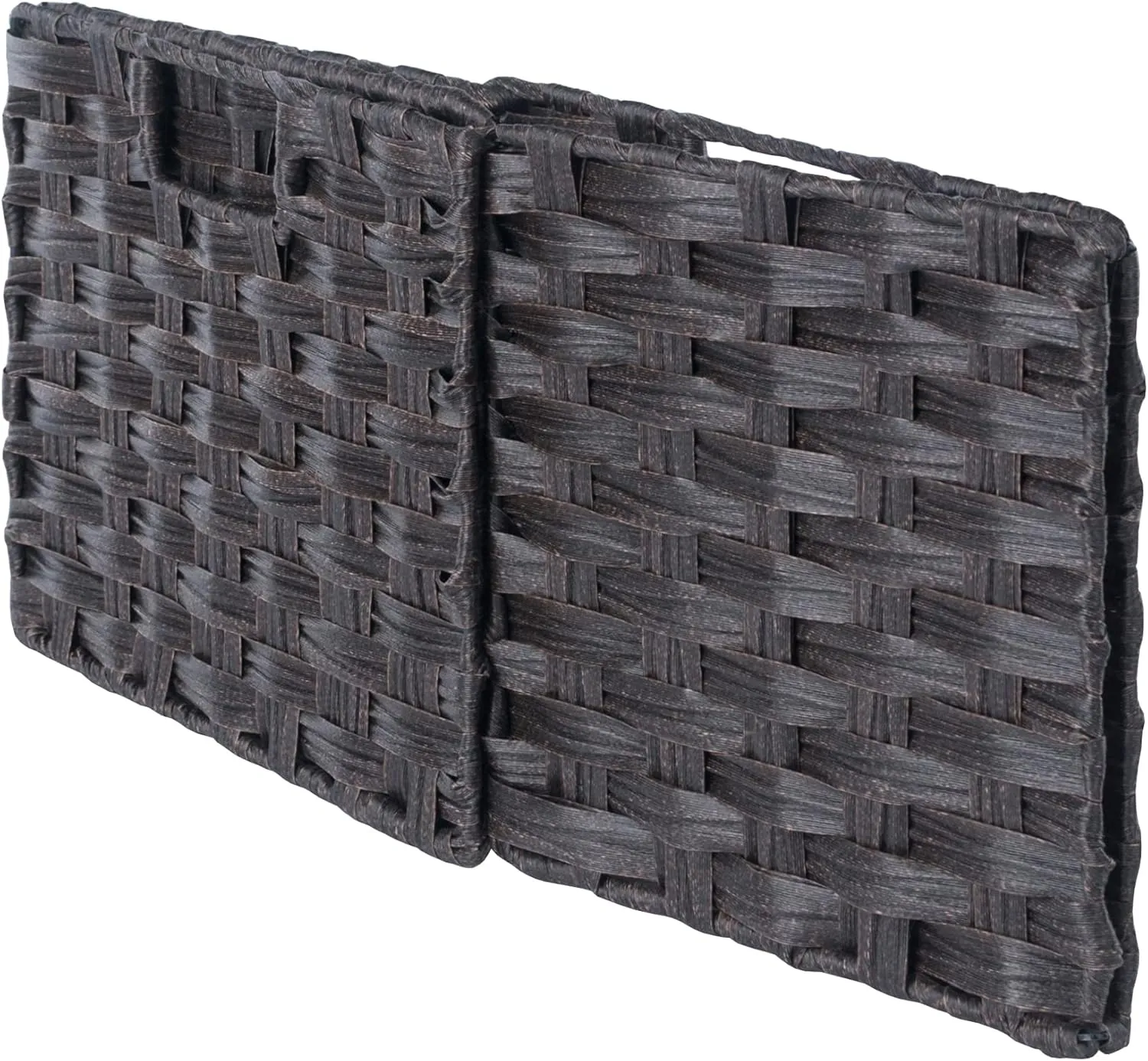 Winsome Leo 2-Tier Wide Storage Shelf with 3 Foldable Woven Baskets, for Living Room, Home Office, Bedroom, Espresso