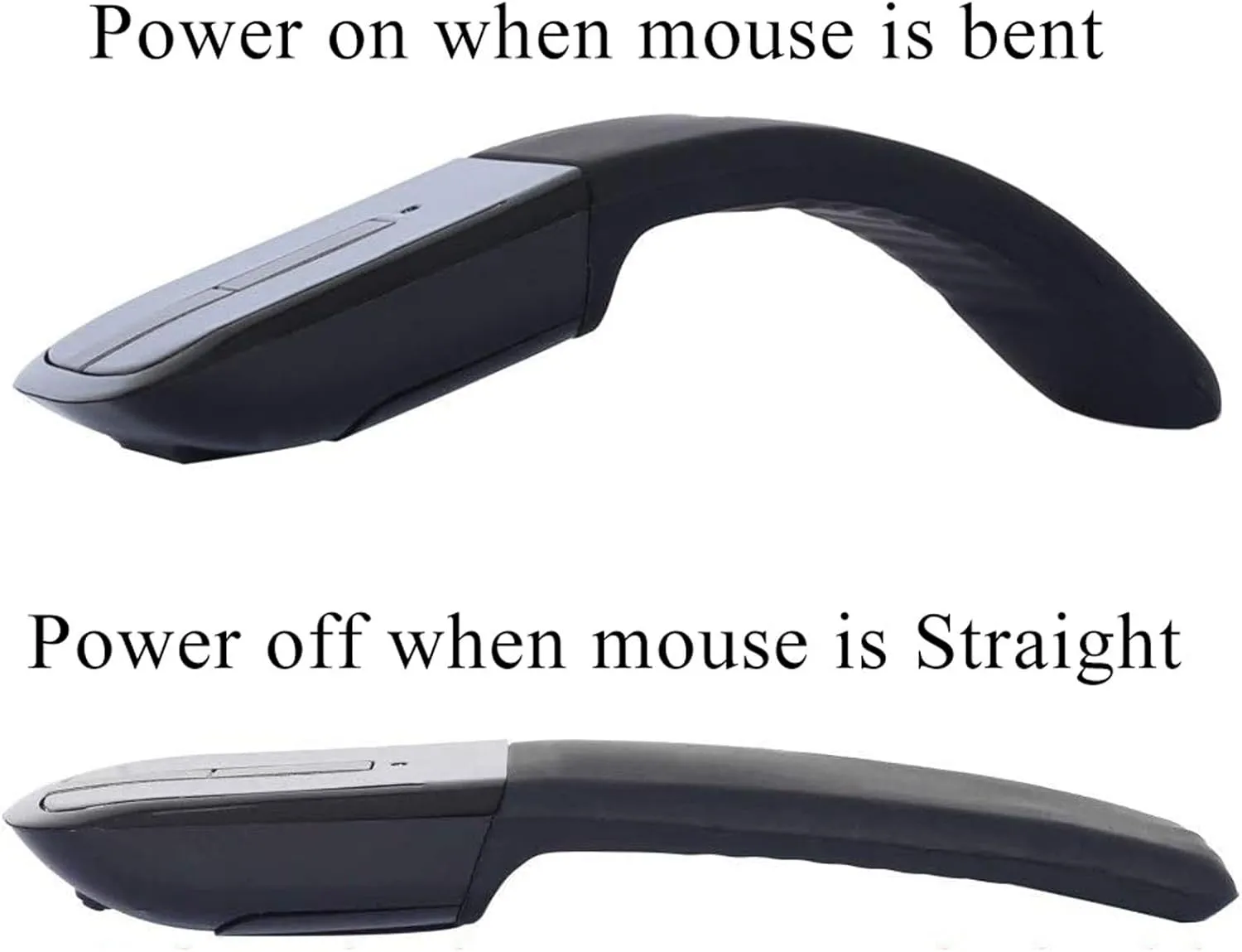 Wireless Arc Mouse, Slim Foldable Touch Travel Mouse with USB Receiver, Optical Folding Computer Mice for Microsoft Laptop Computer PC - Black