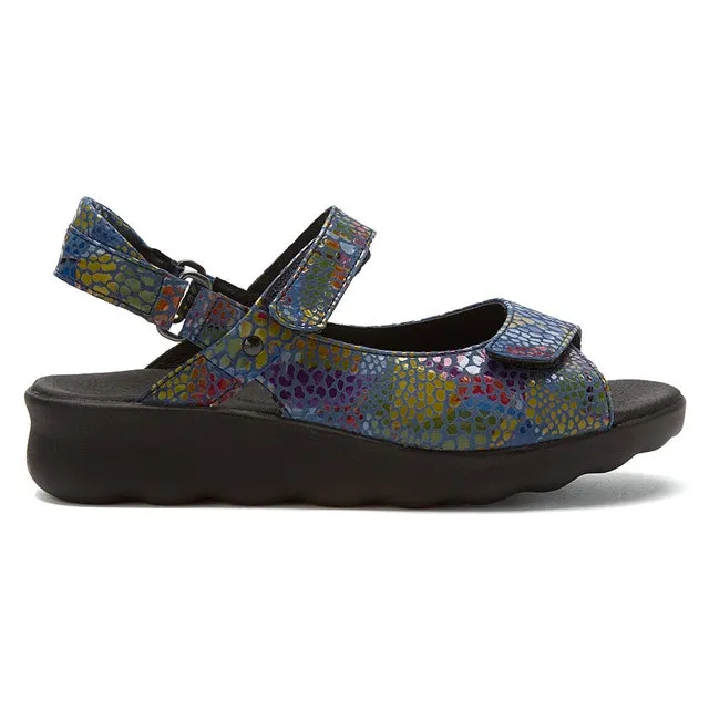 Wolky Pichu Sandal Jeans Blue Multi Color Fantasy (Women's)
