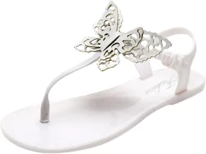 Women Flip Flops Summer Butterfly Flats Beach Buckle Adjustable Ankle Strap Sandal Slip On Clip Toe Casual Shoes