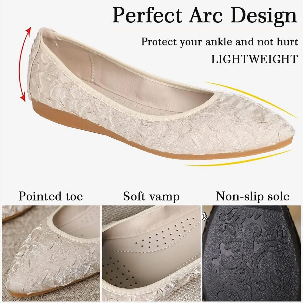 Women's Ballet Flats Foldable Casual Sparkly Rhinestone Wedding Comfort Slip on Walking Flat Shoes Ballerina Shoes