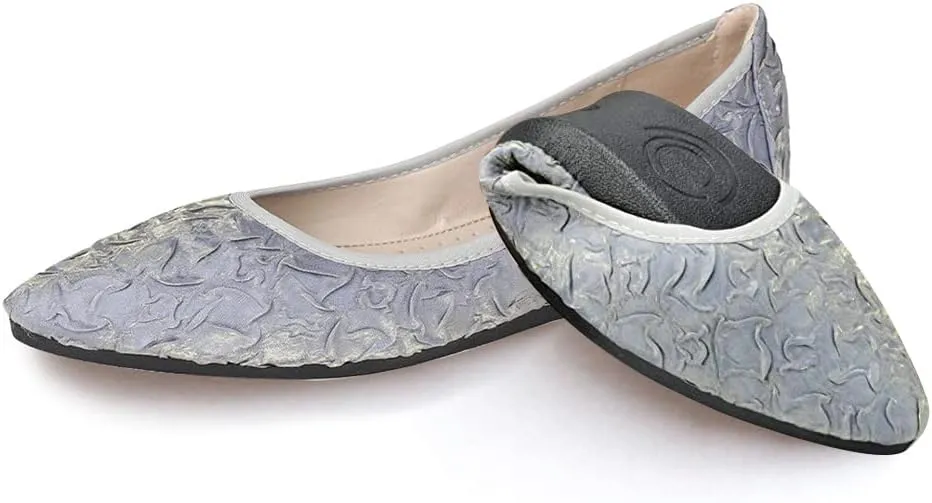 Women's Ballet Flats Foldable Casual Sparkly Rhinestone Wedding Comfort Slip on Walking Flat Shoes Ballerina Shoes