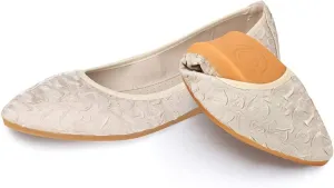 Women's Ballet Flats Foldable Casual Sparkly Rhinestone Wedding Comfort Slip on Walking Flat Shoes Ballerina Shoes