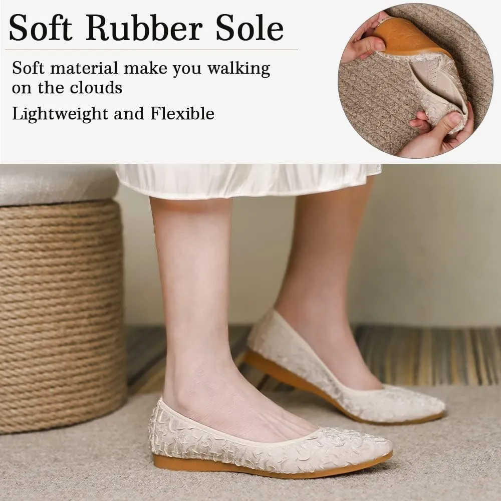 Women's Ballet Flats Foldable Casual Sparkly Rhinestone Wedding Comfort Slip on Walking Flat Shoes Ballerina Shoes