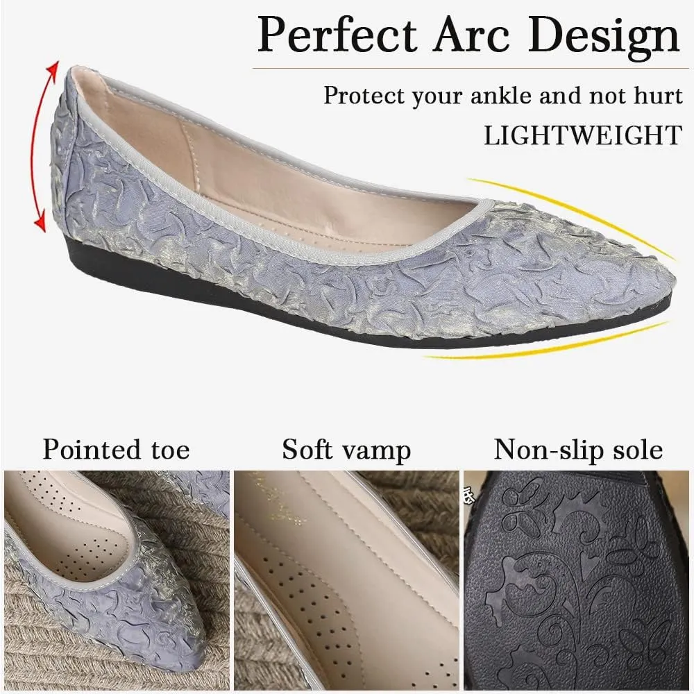 Women's Ballet Flats Foldable Casual Sparkly Rhinestone Wedding Comfort Slip on Walking Flat Shoes Ballerina Shoes