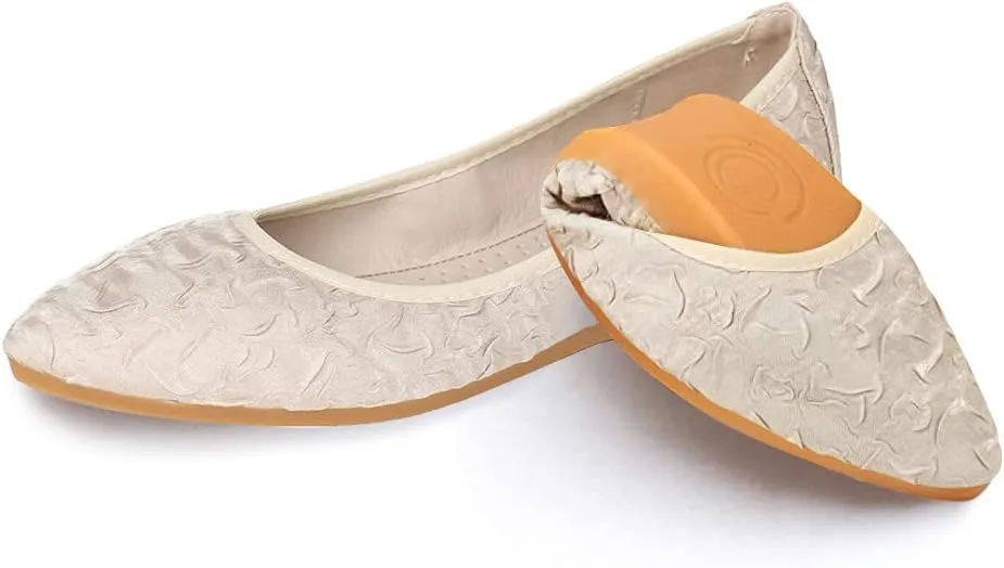 Women's Ballet Flats Foldable Casual Sparkly Rhinestone Wedding Comfort Slip on Walking Flat Shoes Ballerina Shoes