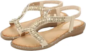 Womens Buckle Strap Back Strap Square Heel Open Side Vamp Ankle Strap Sandals Rhinestone Clogs Casual Summer Sandals