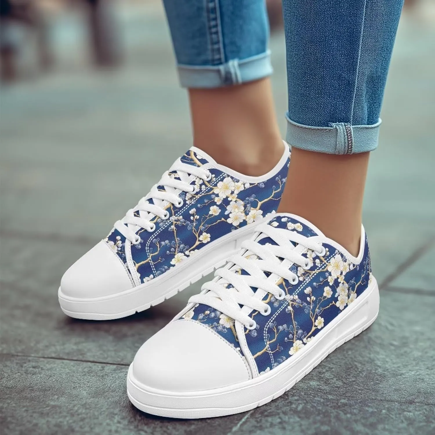 Womens Casual Sneakers Flower Shoes for Women Lightweight & Comfort Canvas Shoes