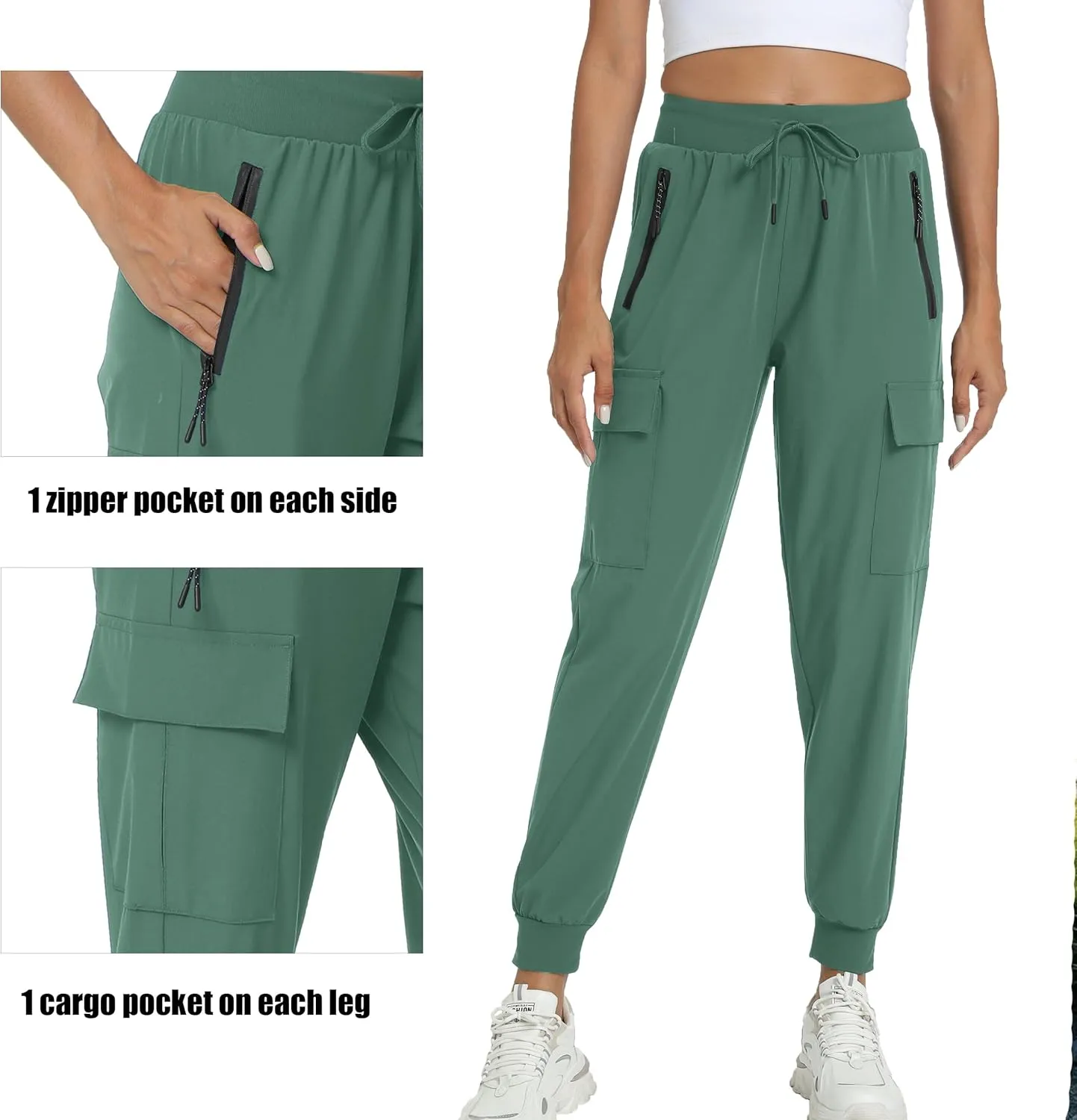 Women's Joggers with Pockets Lightweight - Water Resistant Cargo Athletic Pants for Hiking Running Camping Travel