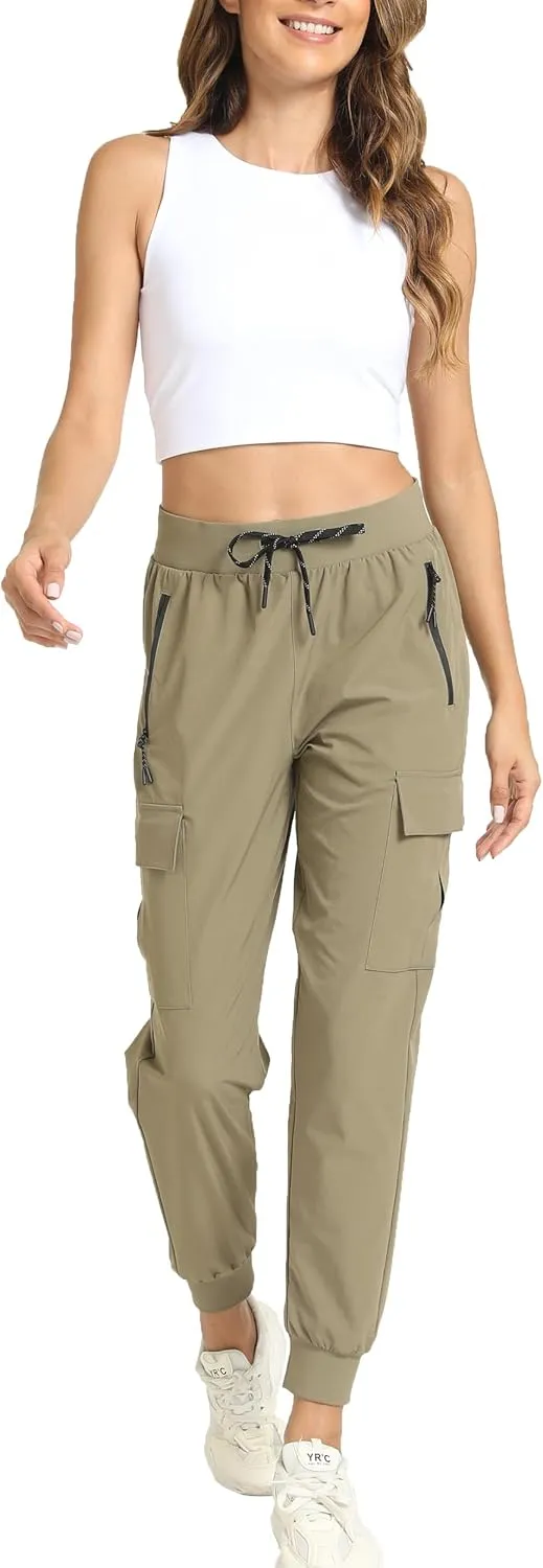 Women's Joggers with Pockets Lightweight - Water Resistant Cargo Athletic Pants for Hiking Running Camping Travel