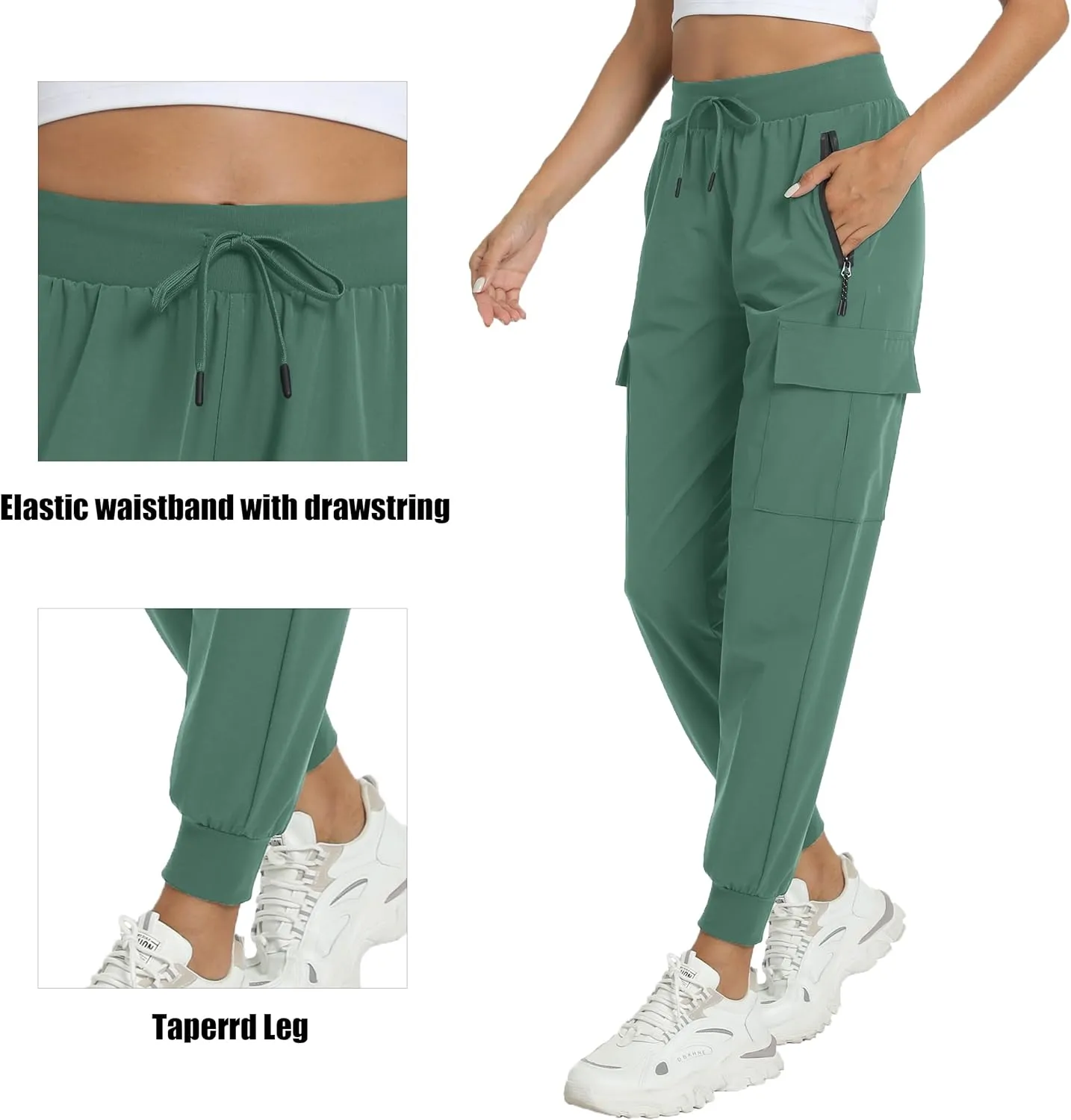 Women's Joggers with Pockets Lightweight - Water Resistant Cargo Athletic Pants for Hiking Running Camping Travel
