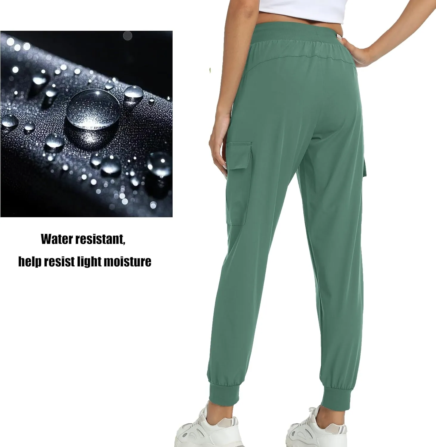 Women's Joggers with Pockets Lightweight - Water Resistant Cargo Athletic Pants for Hiking Running Camping Travel