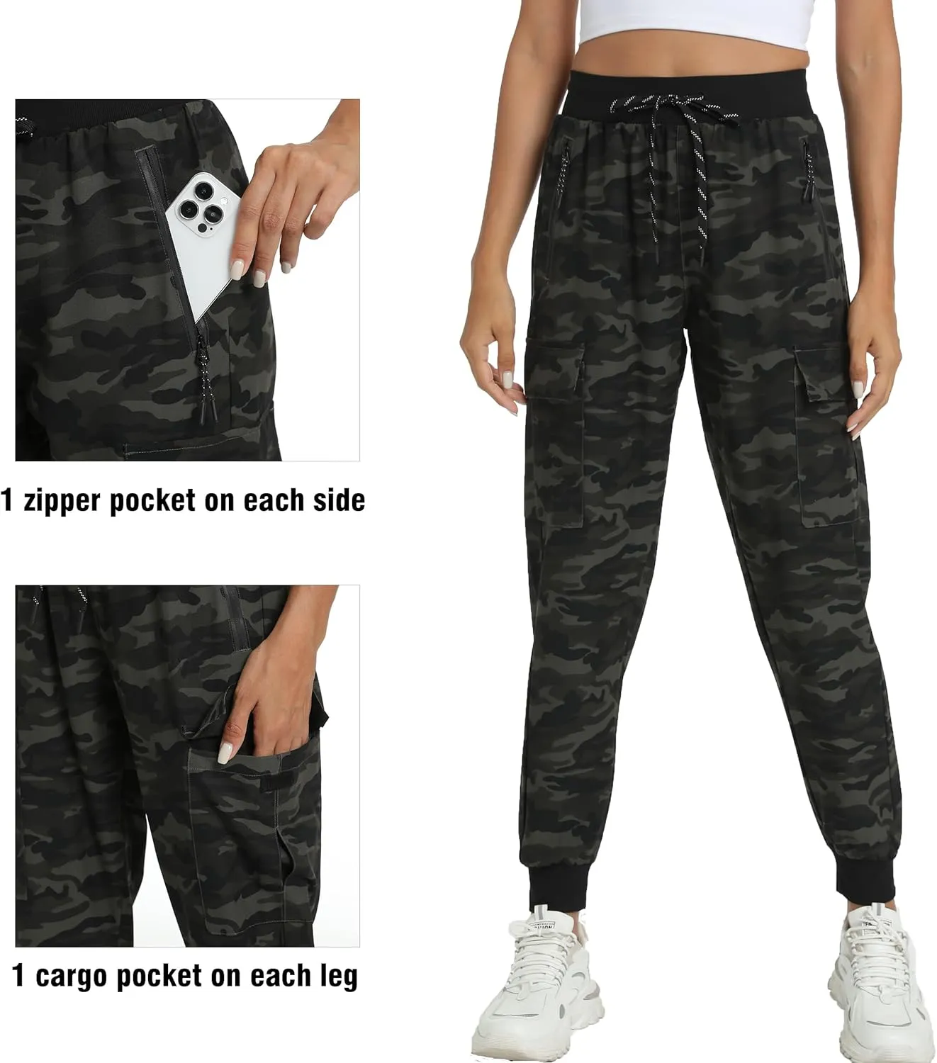 Women's Joggers with Pockets Lightweight - Water Resistant Cargo Athletic Pants for Hiking Running Camping Travel