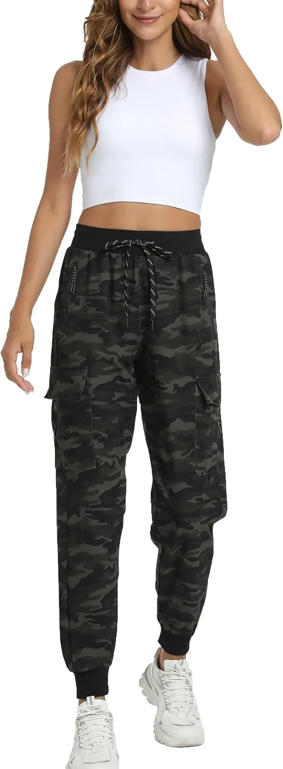 Women's Joggers with Pockets Lightweight - Water Resistant Cargo Athletic Pants for Hiking Running Camping Travel