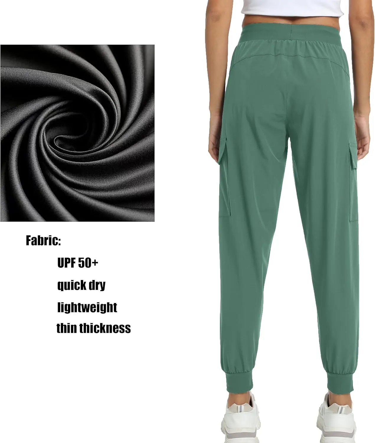 Women's Joggers with Pockets Lightweight - Water Resistant Cargo Athletic Pants for Hiking Running Camping Travel