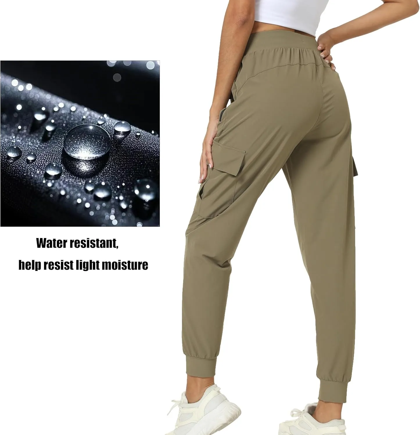 Women's Joggers with Pockets Lightweight - Water Resistant Cargo Athletic Pants for Hiking Running Camping Travel