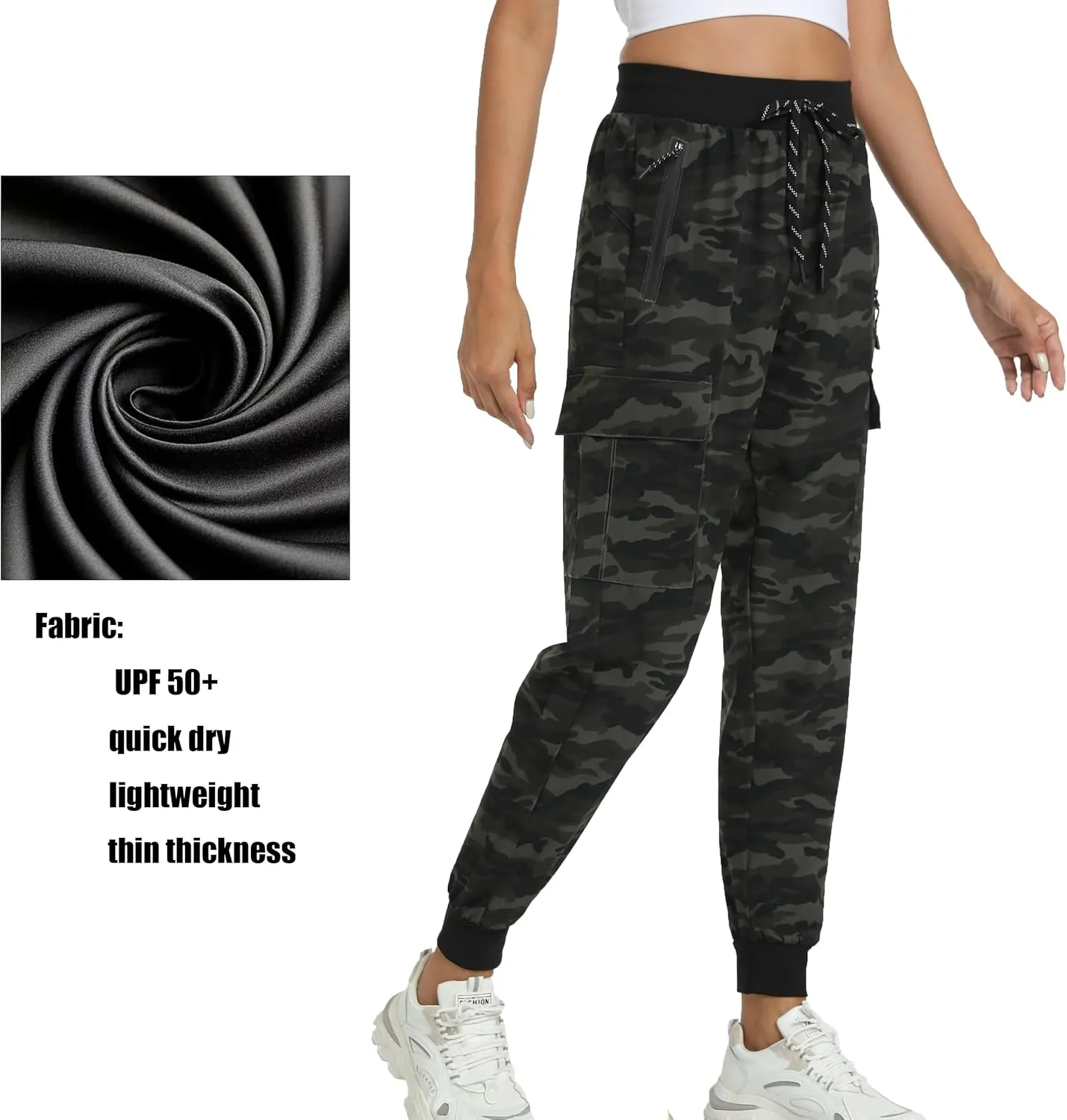 Women's Joggers with Pockets Lightweight - Water Resistant Cargo Athletic Pants for Hiking Running Camping Travel