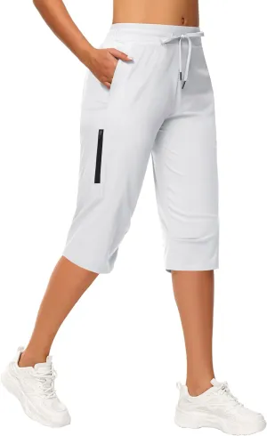 Women's Long Shorts 15" Below The Knee Capri Hiking Shorts Quick Dry Lightweight Outdoor Casual Crop Pants Cargo