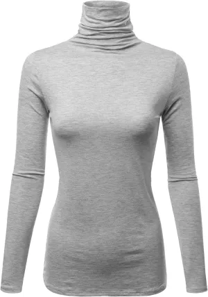 Womens Premium Long Sleeve Turtleneck Lightweight Pullover Top Sweater (S-3X, Made in USA)