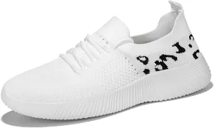 Women's Slip-On Shoes with Leopard Cheetah Print Casual Sneakers Crafted by Flying-Woven Tatting Breathable Mesh Fashionable Shoes for Ladies with Anti-Slip and Wear-Resistant Soft Outsole
