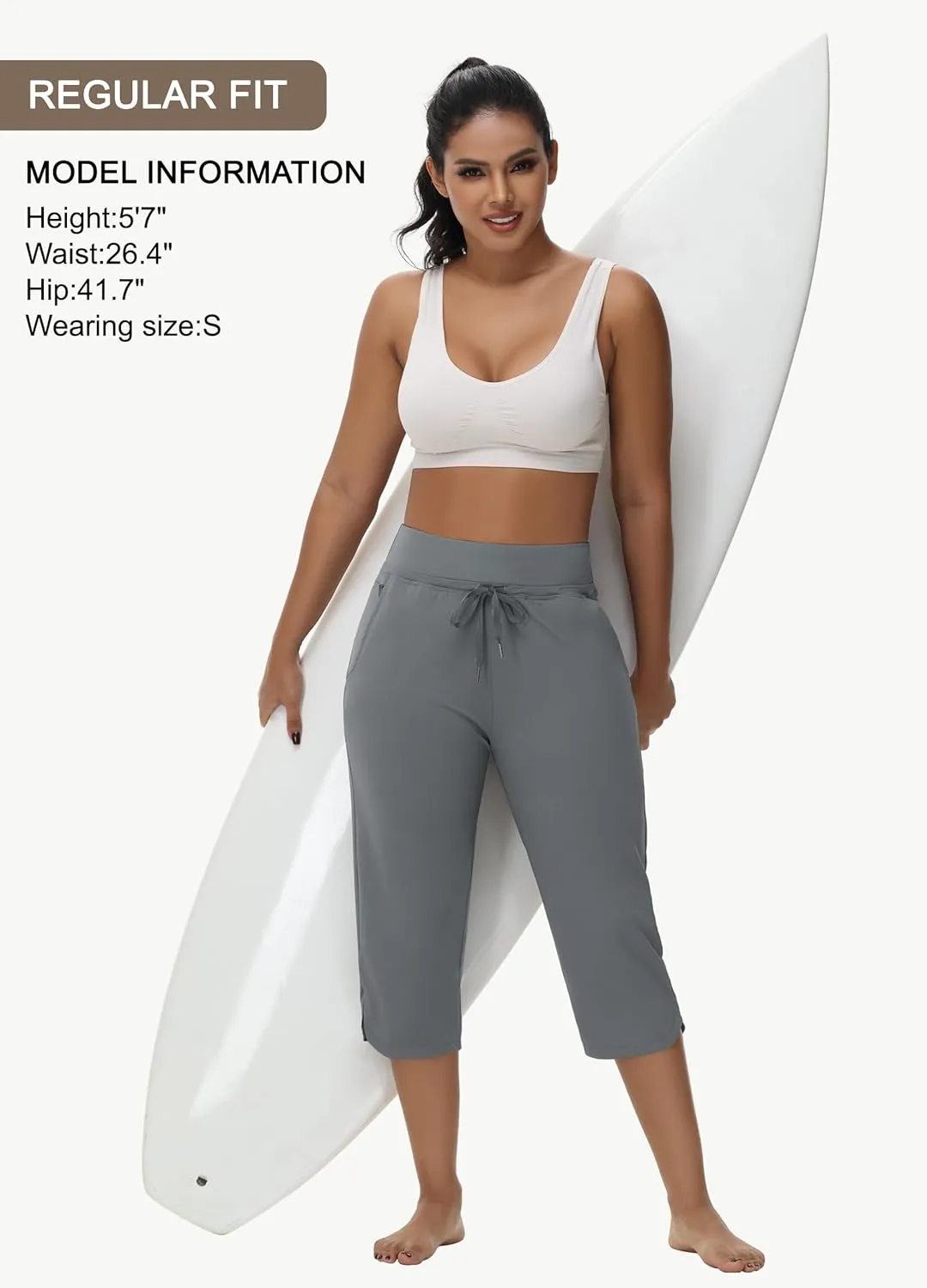 Women's Swim Capris Long Shorts Quick Dry UPF 50  Lightweight 2025 Swimming Pants with Zipper Pockets