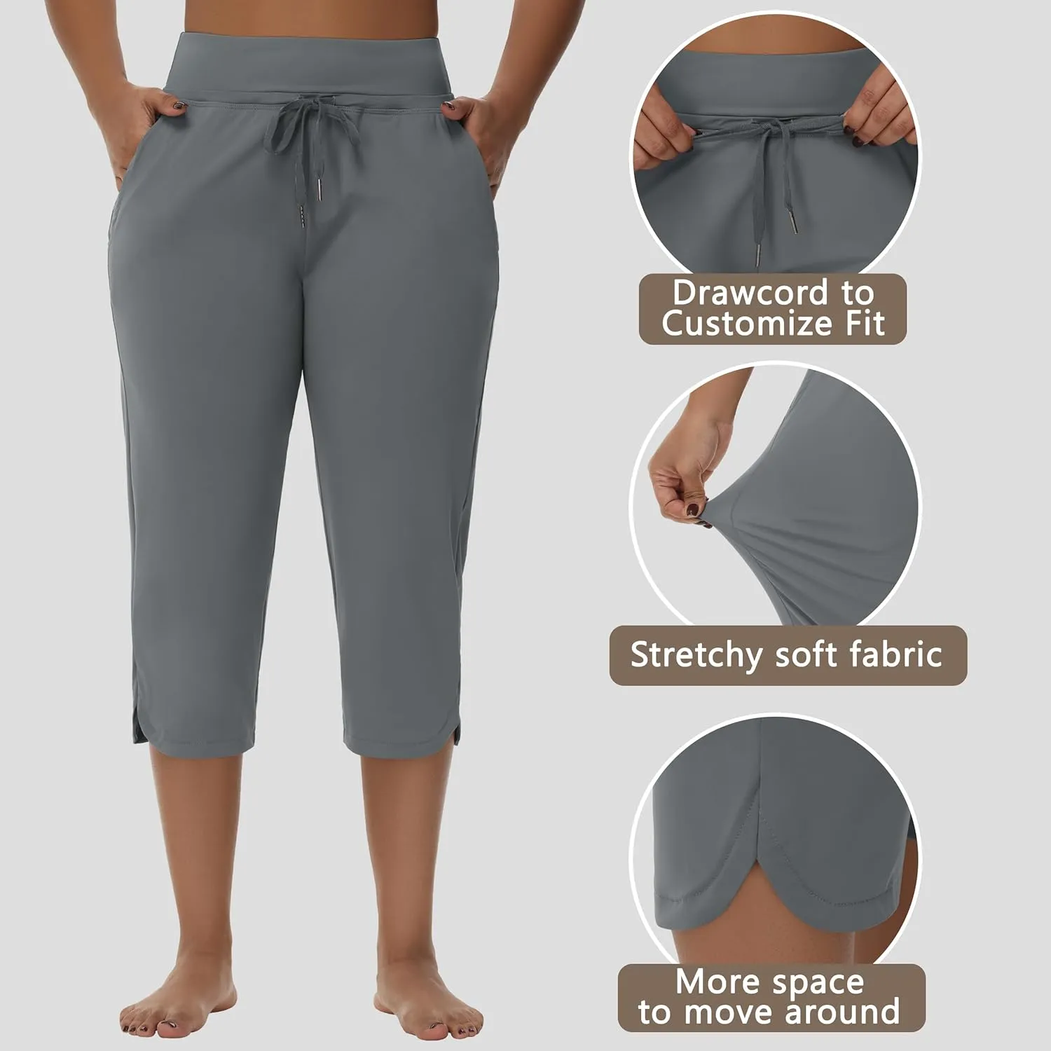 Women's Swim Capris Long Shorts Quick Dry UPF 50  Lightweight 2025 Swimming Pants with Zipper Pockets