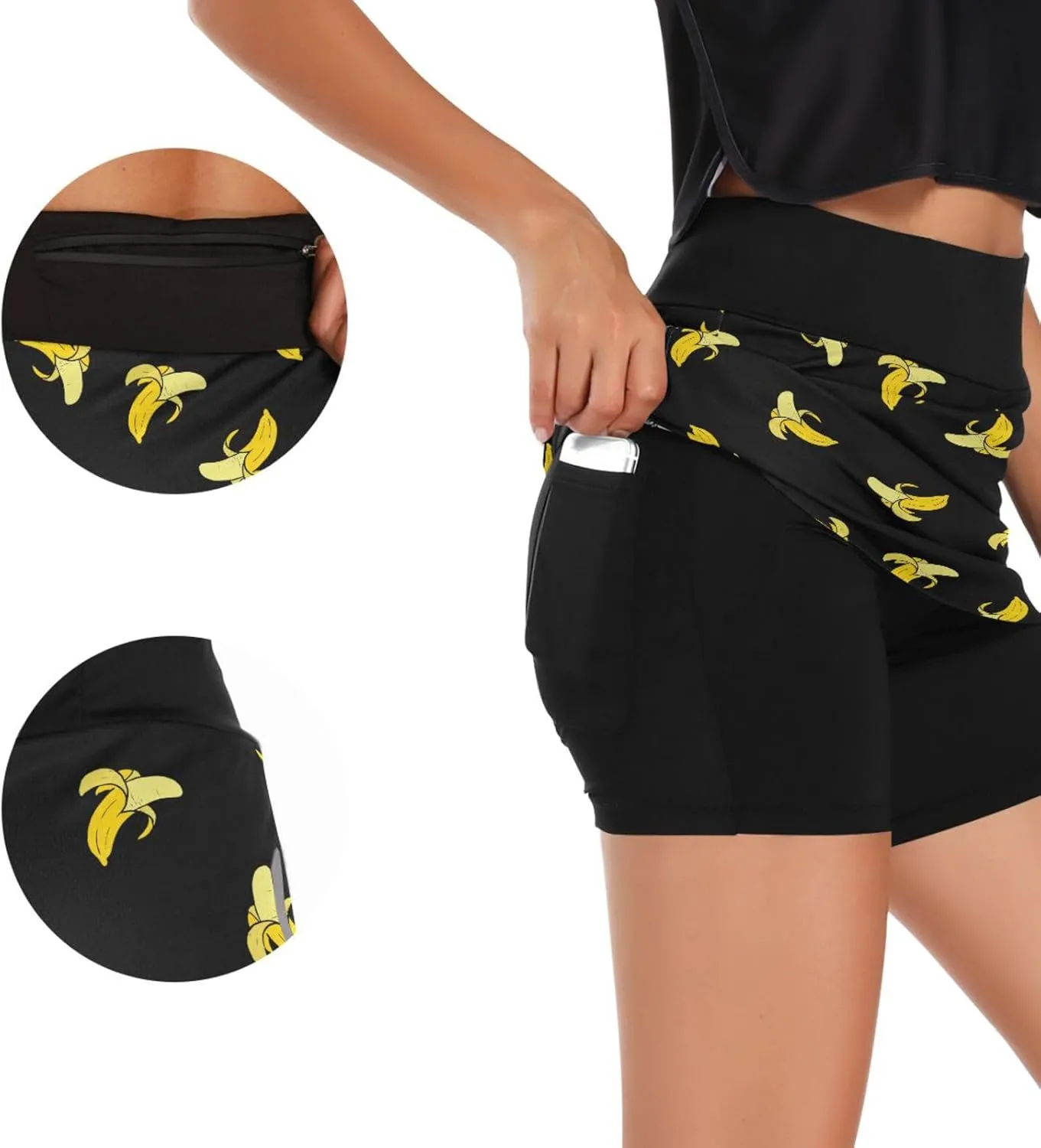 Women's Tennis Skirt Inner Shorts Lightweight Golf Casual Sports Skirt with Pockets