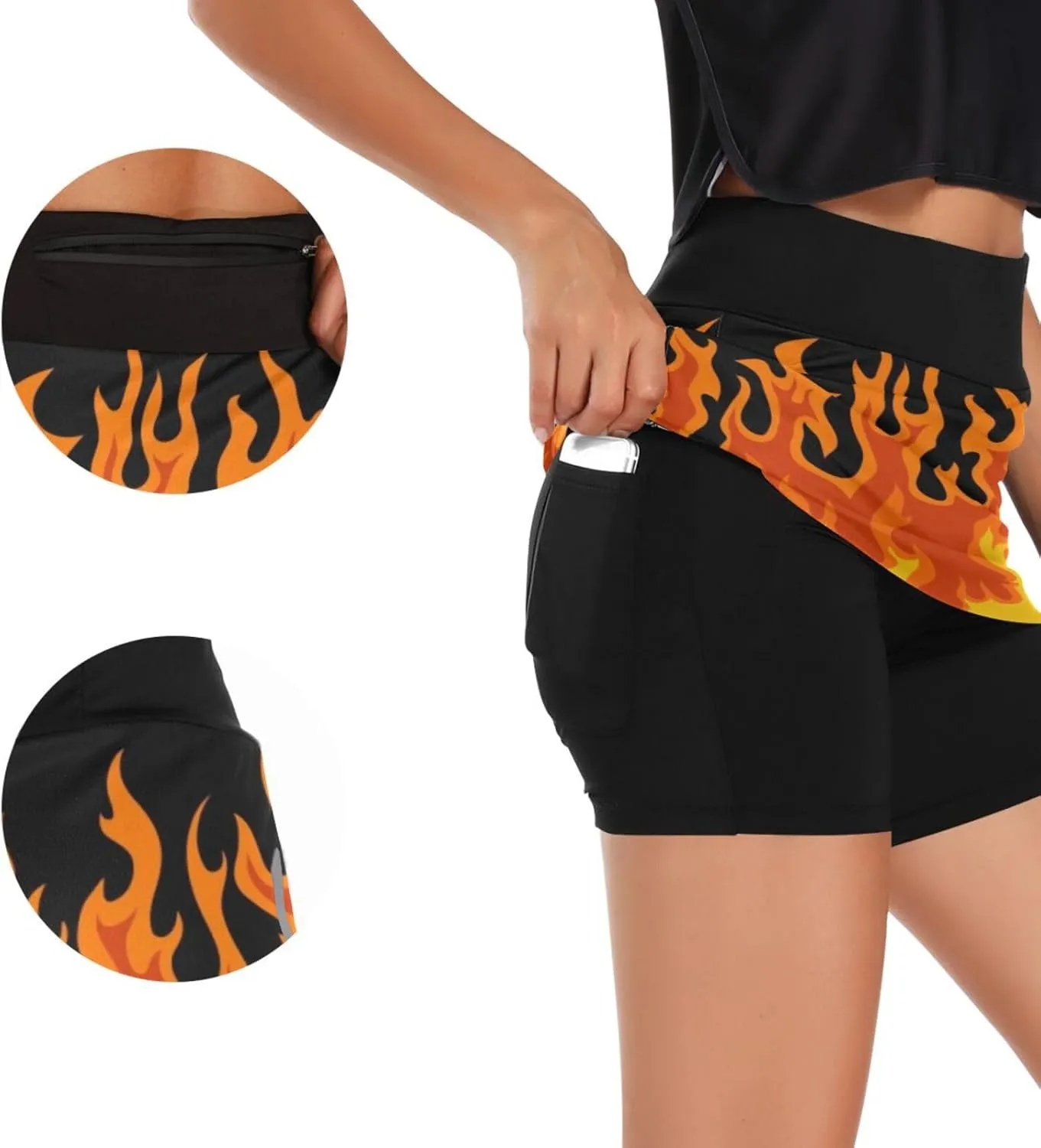 Women's Tennis Skirt Inner Shorts Lightweight Golf Casual Sports Skirt with Pockets