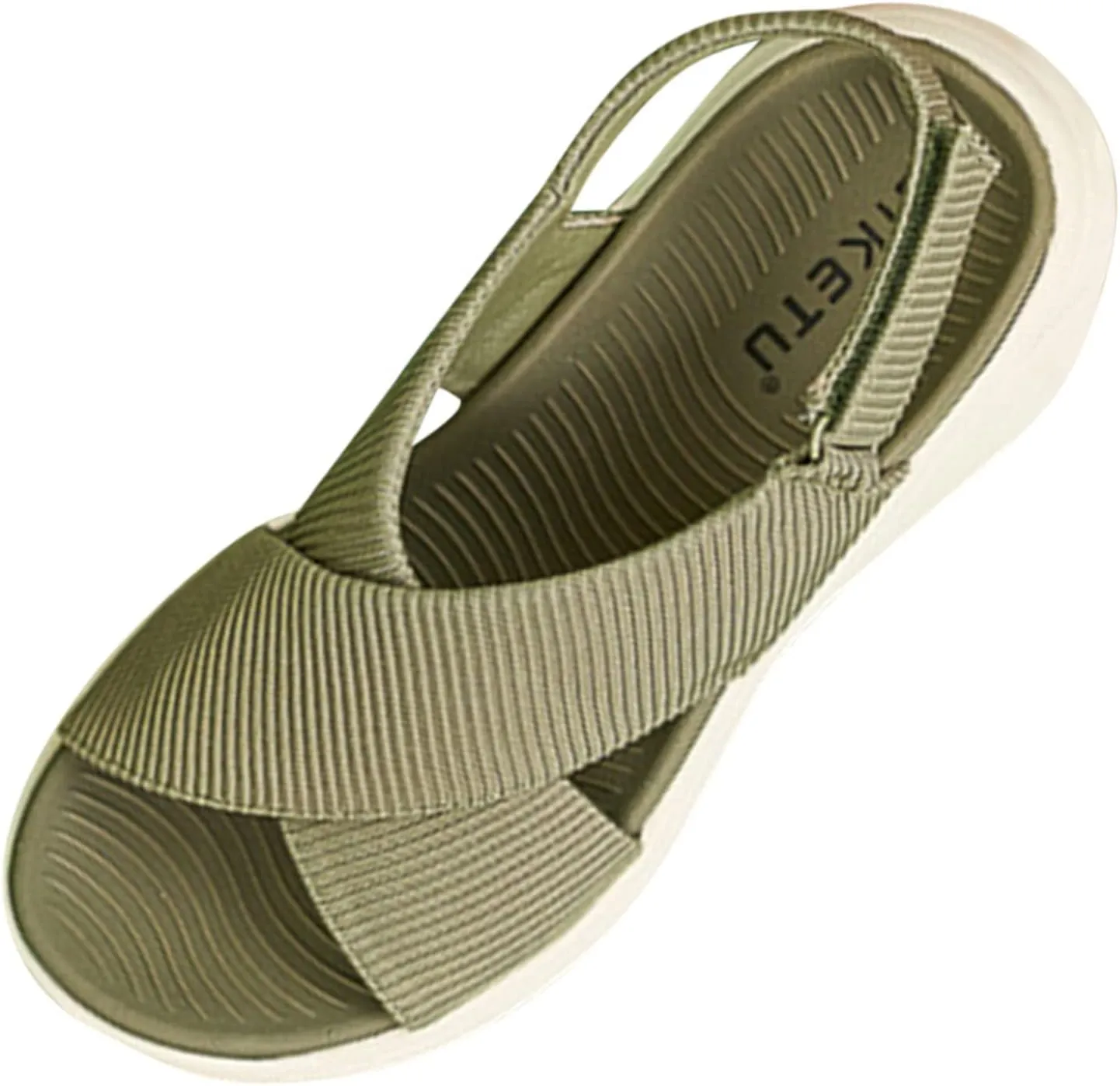 Women's Wedge Sandals Comfort Slingback Arch Support Ribbed Cross-Strap Design Sandal Breathable Cushioned Stain Resistant Sports Shoes Outdoors Beach Office Yoga Party Walking Shoes