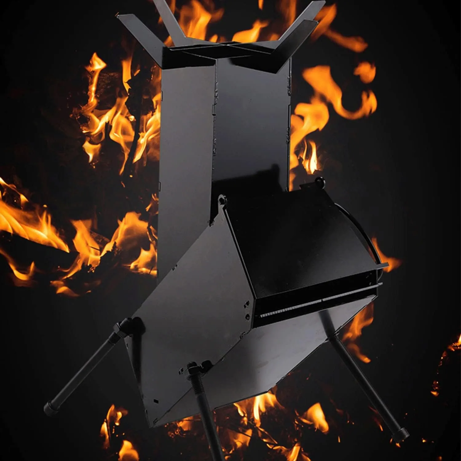 Wood Stove，Camping Rocket Stove by with Free Carrying Bag - A Portable Wood Burning Camping Stove with Large Fuel Chamber Best for Outdoor Cooking, Camping, Picnic