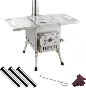 Wood Stove,Wood Burning Stove Portable Foldable,Tent Camping Stainless Steel, Small Heating Burner Stove/Sier/21Cm