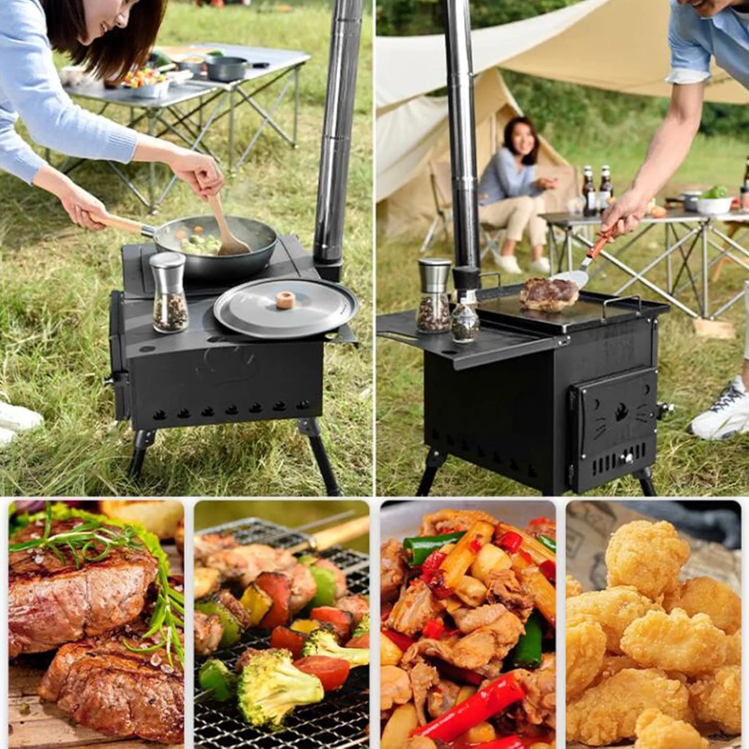 Wood Stove,Wood Burning Stove Portable Foldable,Tent Camping Stainless Steel, Small Heating Burner Stove/Sier/21Cm
