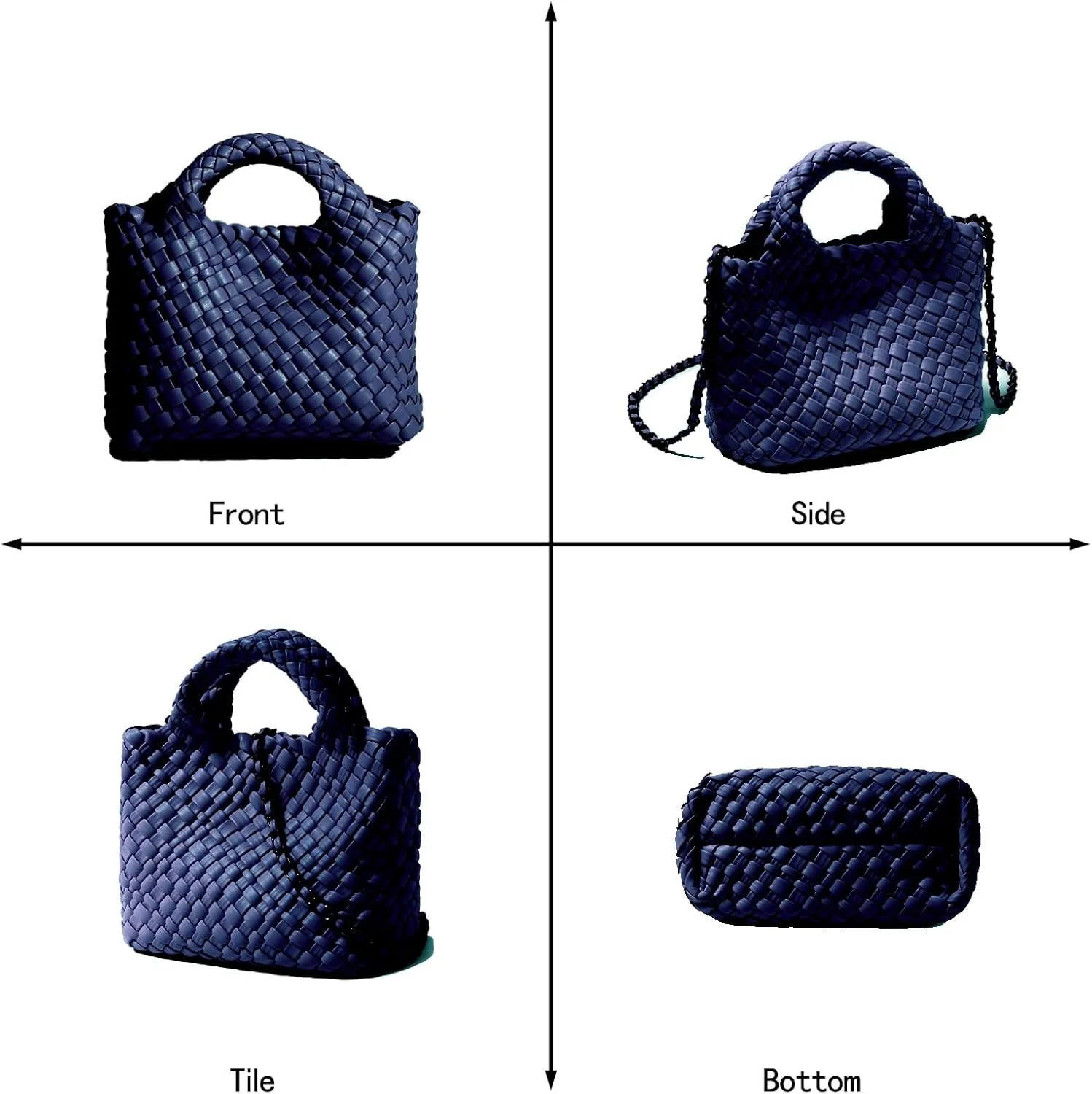 Woven Tote Bag for Women with Coin Purse, Foldable Chain Small Crossbody Handbags, Fashion Shoulder Bag, Hobo Satchel
