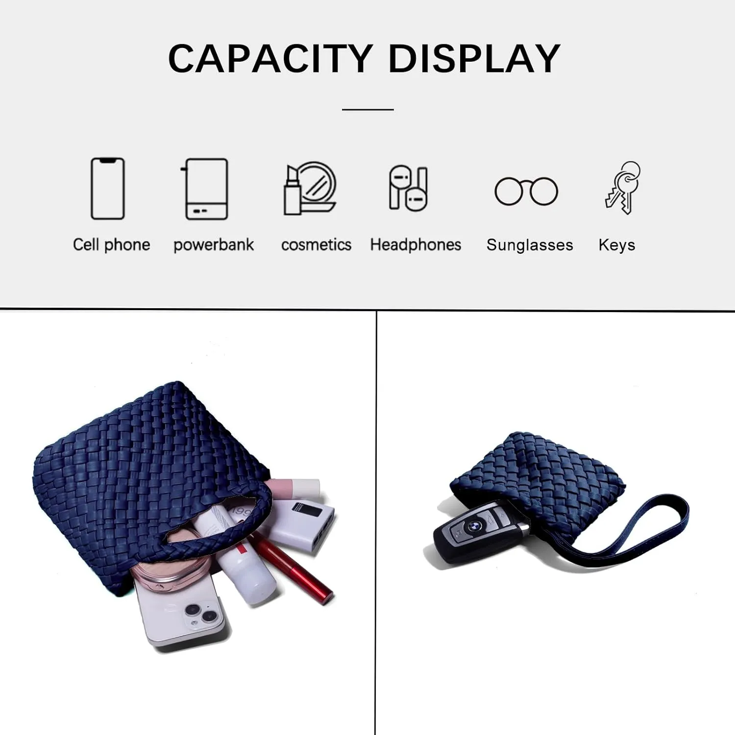Woven Tote Bag for Women with Coin Purse, Foldable Chain Small Crossbody Handbags, Fashion Shoulder Bag, Hobo Satchel