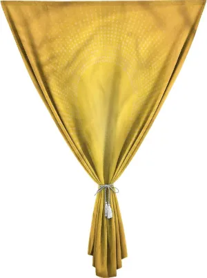 XISUNYA Autohesion Curtains, Yellow Window Curtain Panel, Modern Sunshine Circle Print Thermal Lnsulated Room Darkening Small Drapes,59W x72L Inches, for Bathroom Living Room Bedroom
