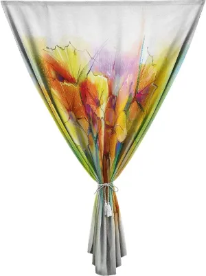 XISUNYA Travel Windows Blackout Curtain, Flower Curtain Shades, Vibrant Colored Autumn Bouquet Daffodil Print Adjustable Temporary Blackout Shades,26W x40L Inch, for Bathroom Living Room Bedroom