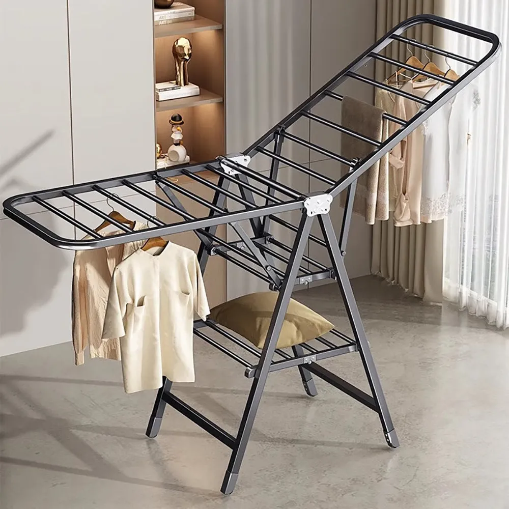 Youqin Foldable Clothes Drying Rack, Gun Grey, 1.8m, Three-Tier
