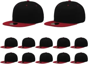 ZH Plain Flat Brim Snapback Baseball Caps Adjustable Blank Baseball Caps Wholesale 12 Pack…