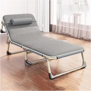 ZTGL C,190x68x30cm, Folding Chaise Lounge Pool Chair, Patio Sun Tanning Chair, Outdoor Lounge Chair Bring 5-Position Reclining Back, Camping Cot with Pillow for Adults