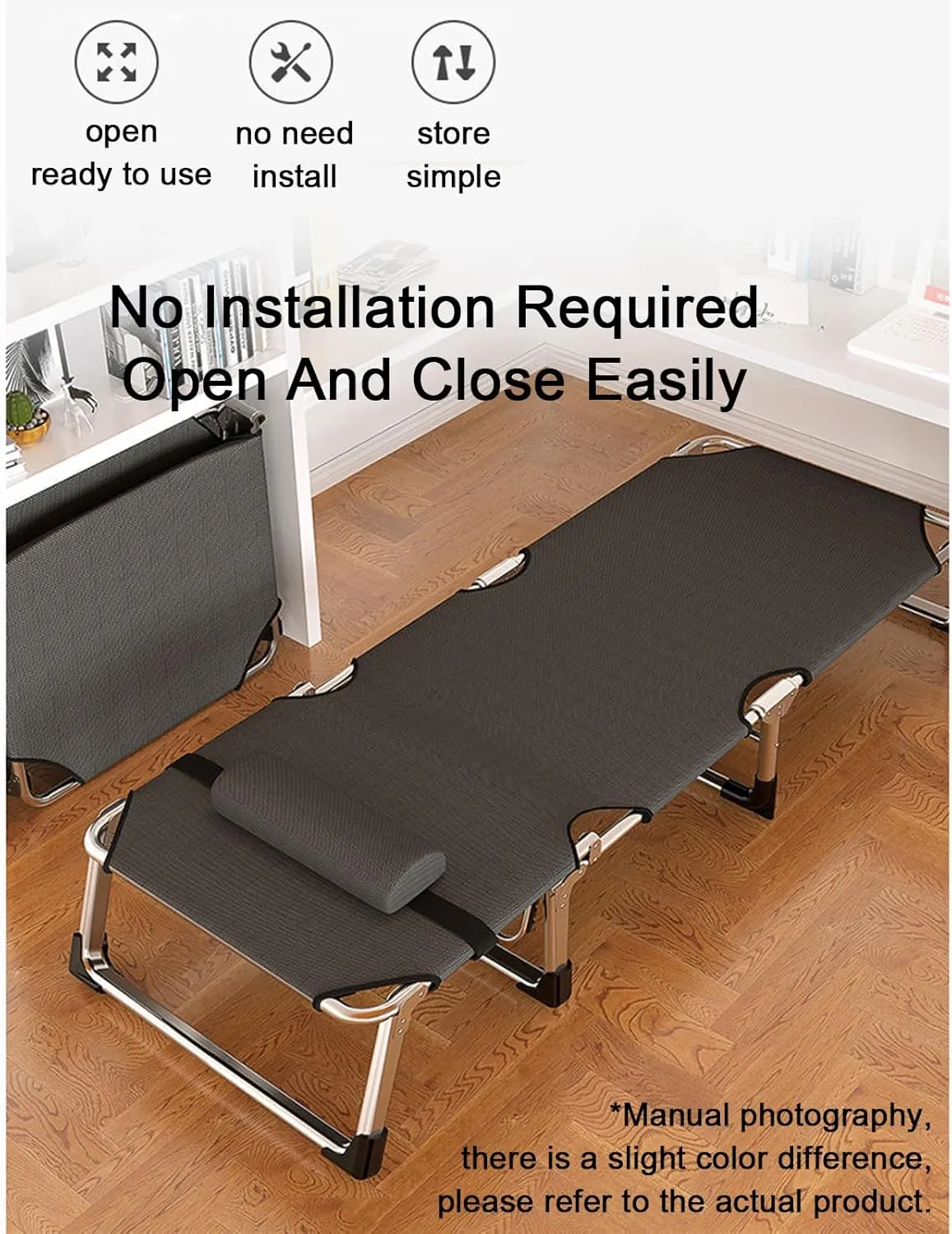 ZTGL C,190x68x30cm, Folding Chaise Lounge Pool Chair, Patio Sun Tanning Chair, Outdoor Lounge Chair Bring 5-Position Reclining Back, Camping Cot with Pillow for Adults