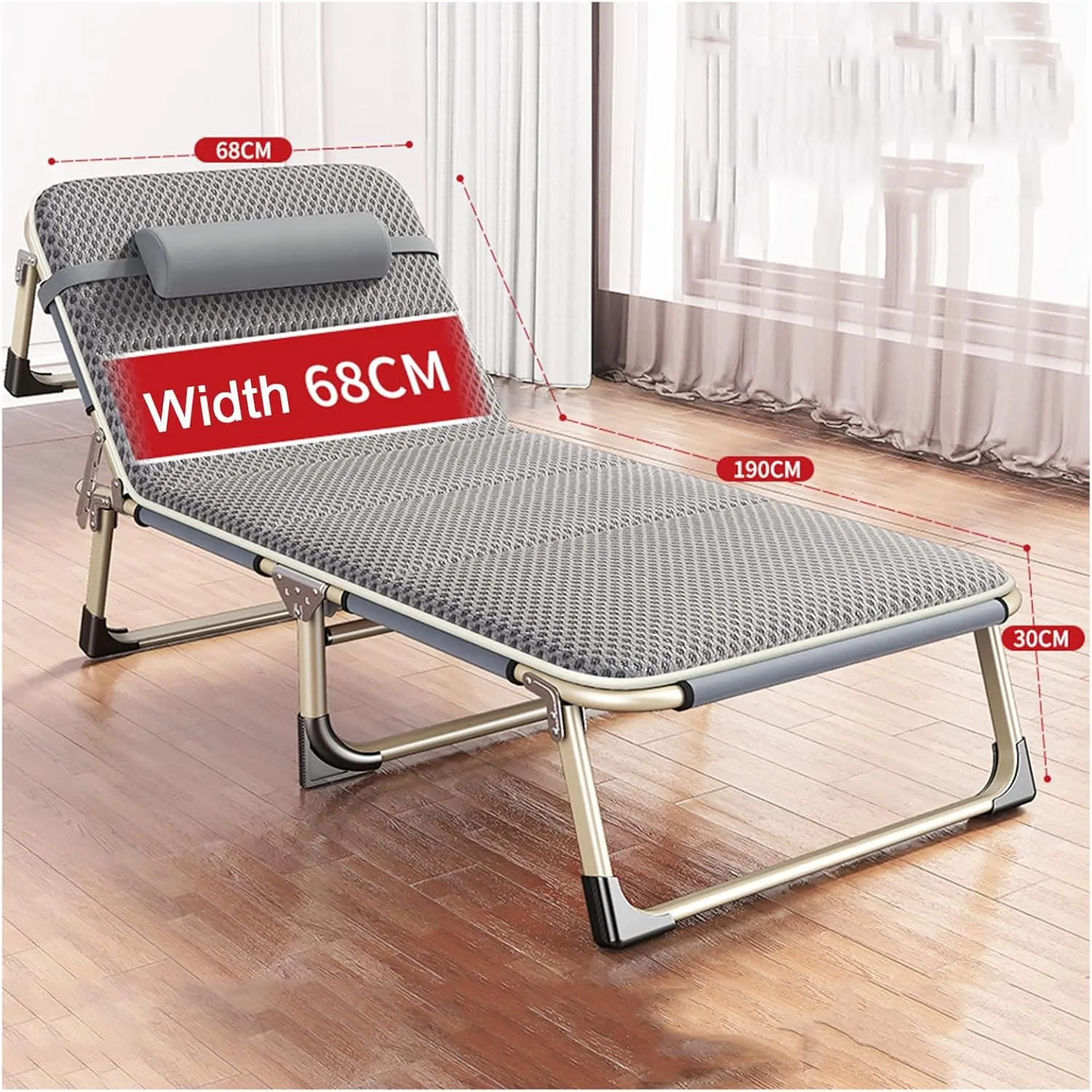 ZTGL C,190x68x30cm, Folding Chaise Lounge Pool Chair, Patio Sun Tanning Chair, Outdoor Lounge Chair Bring 5-Position Reclining Back, Camping Cot with Pillow for Adults